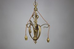 An Arts & Crafts Brass Three Arm Ceiling Light - Thumbnail 5