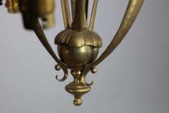 Arts & Crafts Brass Three Arm Ceiling Light - Thumbnail 6