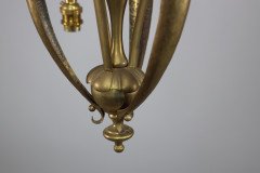 Arts & Crafts Brass Three Arm Ceiling Light - Thumbnail 9