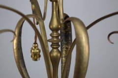 Arts & Crafts Brass Three Arm Ceiling Light - Thumbnail 10