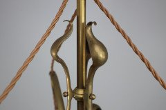 Arts & Crafts Brass Three Arm Ceiling Light - Thumbnail 11