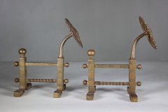 Henry Jeckyll for Robbins & Co., A Pair of Anglo-Japanese Brass Fire Dogs - Thumbnail 5