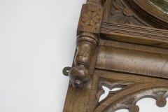 A Large Gothic Revival Carved Oak Barometer with Rare Snail Tail Thermometer - Thumbnail 3