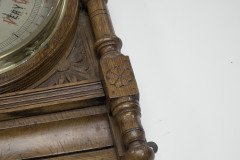 A Large Gothic Revival Carved Oak Barometer with Rare Snail Tail Thermometer - Thumbnail 5