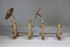 Henry Jeckyll for Robbins & Co., A Pair of Anglo-Japanese Brass Fire Dogs - Thumbnail 9