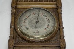 A Large Gothic Revival Carved Oak Barometer with Rare Snail Tail Thermometer - Thumbnail 7