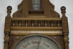A Large Gothic Revival Carved Oak Barometer with Rare Snail Tail Thermometer - Thumbnail 8