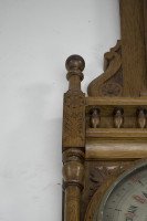 A Large Gothic Revival Carved Oak Barometer with Rare Snail Tail Thermometer - Thumbnail 10
