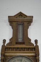 A Large Gothic Revival Carved Oak Barometer with Rare Snail Tail Thermometer - Thumbnail 11