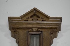 A Large Gothic Revival Carved Oak Barometer with Rare Snail Tail Thermometer - Thumbnail 12