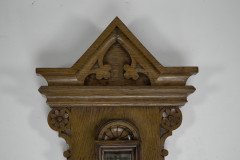 A Large Gothic Revival Carved Oak Barometer with Rare Snail Tail Thermometer - Thumbnail 18