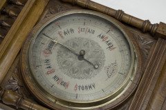 A Large Gothic Revival Carved Oak Barometer with Rare Snail Tail Thermometer - Thumbnail 20