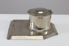 Jesson Birkett & Co., Silver Plated Inkwell with Monogram - Thumbnail 5