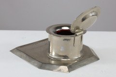 Jesson Birkett & Co., Silver Plated Inkwell with Monogram - Thumbnail 7