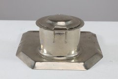 Jesson Birkett & Co., Silver Plated Inkwell with Monogram - Thumbnail 9