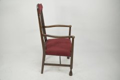Liberty & Co., attr Arts & Crafts Mahogany Armchair Inlaid with a Pewter Heart - Thumbnail 3