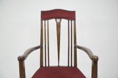 Liberty & Co., attr Arts & Crafts Mahogany Armchair Inlaid with a Pewter Heart - Thumbnail 5