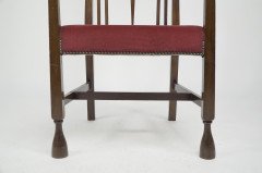 Liberty & Co., attr Arts & Crafts Mahogany Armchair Inlaid with a Pewter Heart - Thumbnail 14