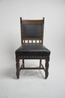 Lamb of Manchester a Set of Four Aesthetic Movement Oak & Leather Dining Chairs - Thumbnail 3