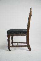 Lamb of Manchester a Set of Four Aesthetic Movement Oak & Leather Dining Chairs - Thumbnail 4
