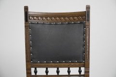 Lambs of Manchester a Set of Four Aesthetic Movement Oak & Leather Dining Chairs - Thumbnail 6