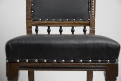 Lamb of Manchester a Set of Four Aesthetic Movement Oak & Leather Dining Chairs - Thumbnail 7