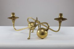 W. A. S. Benson, Style of. A Pair of Brass Arts & Crafts Piano Candle Holders - Thumbnail 2