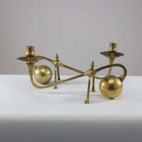W. A. S. Benson, Style of. A Pair of Brass Arts & Crafts Piano Candle Holders - Thumbnail 4