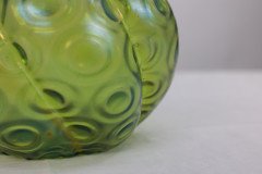 Loetz Attributed, a Green Swirl Glass Flower Holder with Decorative Brass Top - Thumbnail 10