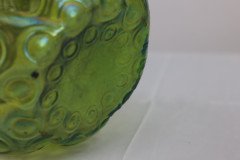 Loetz Attributed, a Green Swirl Glass Flower Holder with Decorative Brass Top - Thumbnail 11