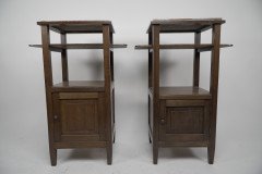 Three Arts & Crafts Oak Bedside Cabinets with Marble Tops & Extending Shelves - Thumbnail 2