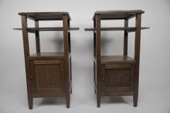 Three Arts & Crafts Oak Bedside Cabinets with Marble Tops & Extending Shelves - Thumbnail 3