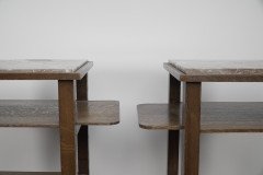 Three Arts & Crafts Oak Bedside Cabinets with Marble Tops & Extending Shelves - Thumbnail 4