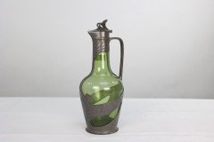 Orivit, an Art Nouveau Pewter & Green Glass Decanter, Design Number 1211 - Thumbnail 3