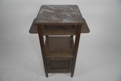Three Arts & Crafts Oak Bedside Cabinets with Marble Tops & Extending Shelves - Thumbnail 5