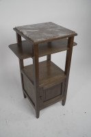 Three Arts & Crafts Oak Bedside Cabinets with Marble Tops & Extending Shelves - Thumbnail 6
