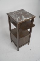 Three Arts & Crafts Oak Bedside Cabinets with Marble Tops & Extending Shelves - Thumbnail 8