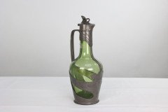 Orivit, an Art Nouveau Pewter & Green Glass Decanter, Design Number 1211 - Thumbnail 6