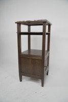 Three Arts & Crafts Oak Bedside Cabinets with Marble Tops & Extending Shelves - Thumbnail 9