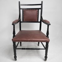 Oetzmann, after a Design by E. W. Godwin, Ebonised Upholstered Armchair - Thumbnail 2