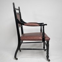 Oetzmann, after a Design by E. W. Godwin, Ebonised Upholstered Armchair - Thumbnail 3