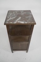 Three Arts & Crafts Oak Bedside Cabinets with Marble Tops & Extending Shelves - Thumbnail 12