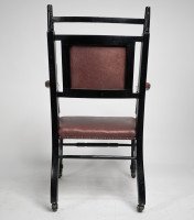 Oetzmann, after a Design by E. W. Godwin, Ebonised Upholstered Armchair - Thumbnail 4