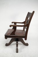 Charles Eastlake Attributed, Aesthetic Movement Walnut & Carved Swivel Desk Armchair - Thumbnail 3