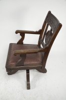 Charles Eastlake Attributed, Aesthetic Movement Walnut & Carved Swivel Desk Armchair - Thumbnail 4