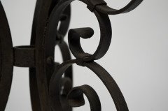 Pair of Arts & Crafts Side Tables with Hand Formed Wrought Iron Scroll Details - Thumbnail 15