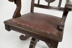 Charles Eastlake Attributed, Aesthetic Movement Walnut & Carved Swivel Desk Armchair - Thumbnail 6