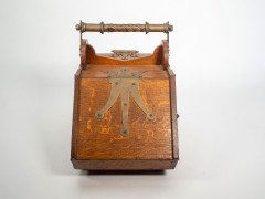 Dr. C. Dresser for Benham & Froud. Aesthetic Movement Oak Coal Box with Brass Hinges - Thumbnail 2