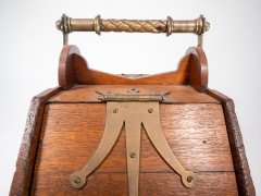 Dr. C. Dresser for Benham & Froud. Aesthetic Movement Oak Coal Box with Brass Hinges - Thumbnail 9