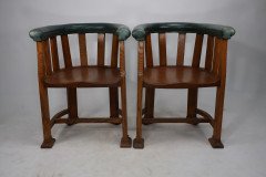Waring & Gillow. Ten Arts & Crafts Oak Tub Chairs with Shaped Solid Seats - Thumbnail 2
